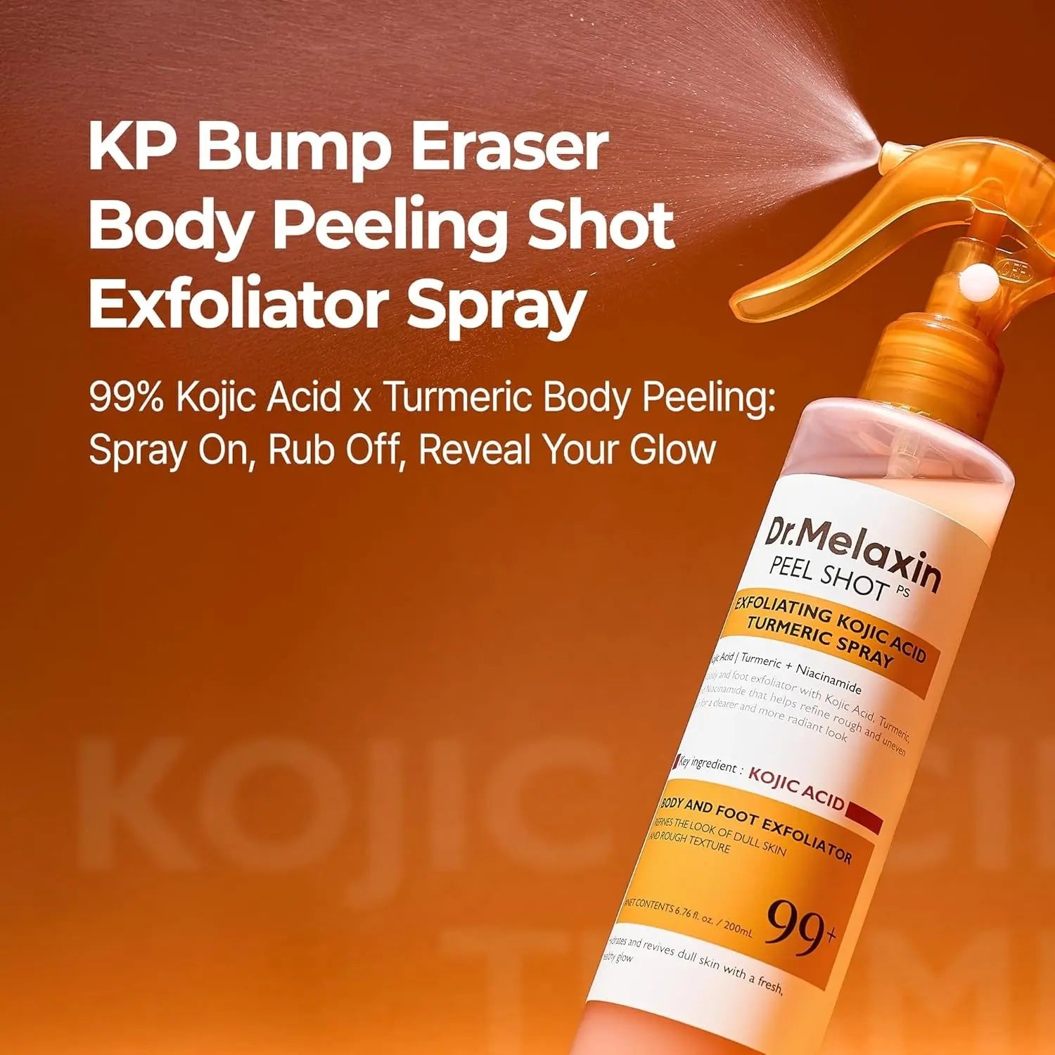 Dr.Melaxin Body & Face Peel Shot Duo Glow Rice Peeling Ampoule Kojic Acid & Turmeric spray visbiome