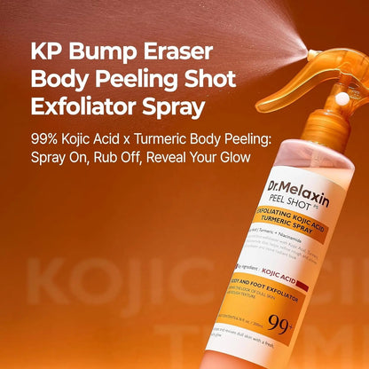 Dr.Melaxin Body & Face Peel Shot Duo Glow Rice Peeling Ampoule Kojic Acid & Turmeric spray visbiome